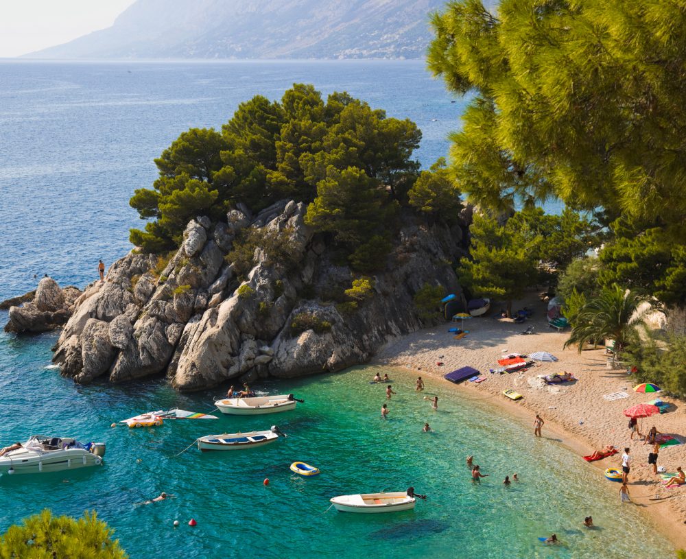 Beach at Brela, Croatia - resort travel background