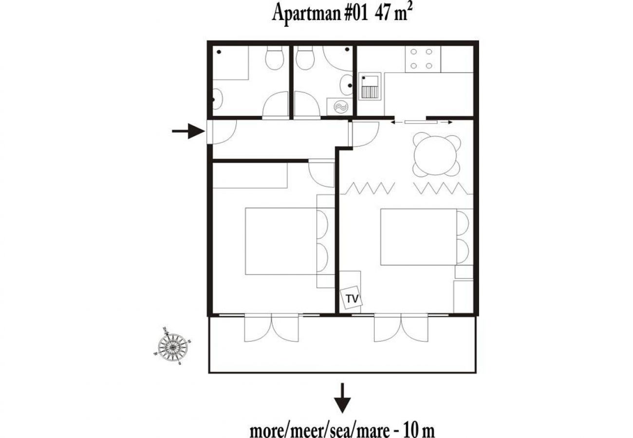 Apartamento en Drašnice - Apartamento en Drašnice con Seaview, Balcón, Acondicionador, WIFI (3586-1)