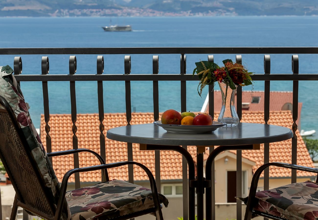 Chambres d'hôtes à Duce - Chambre dans Duće avec vue mer, Balcon, Climatisation, WIFI (79-3)