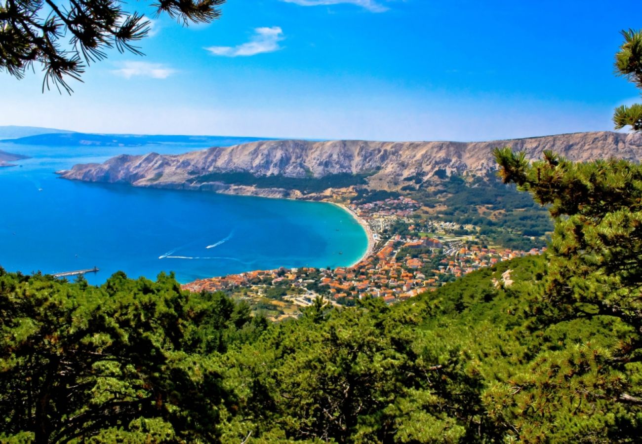 Studio à Baška - Studioapartment in Baška mit Meerblick, Balkon, Klimaanlage, W-LAN (3494-2)