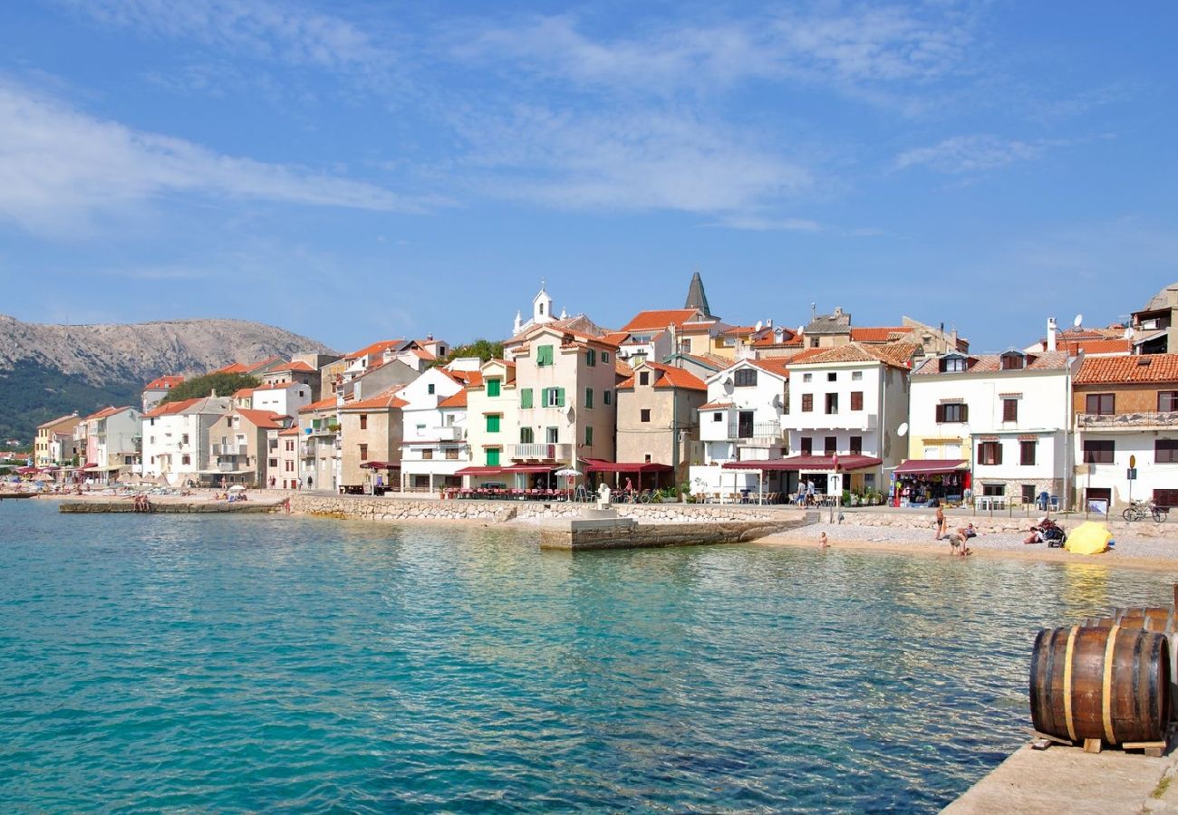 Studio à Baška - Studioapartment in Baška mit Meerblick, Balkon, Klimaanlage, W-LAN (3494-3)