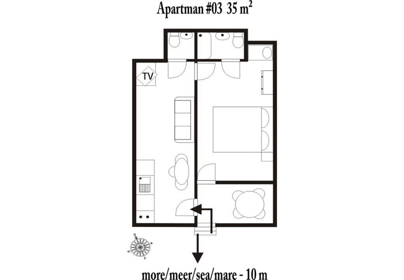 Appartement à Drašnice - Appartement dans Drašnice avec vue mer, loggia, Climatisation, WIFI (3586-3)