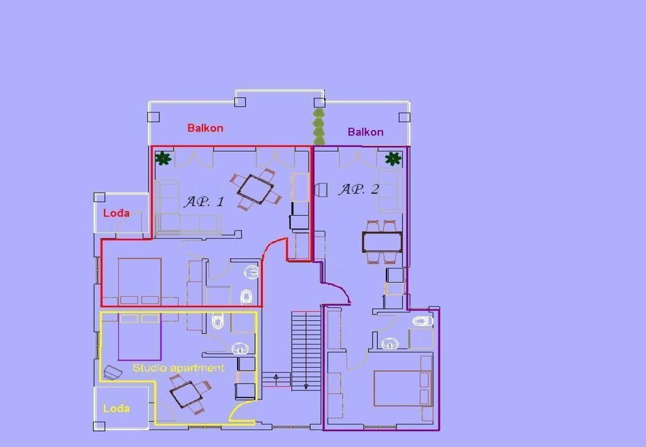 Apartament w Baška Voda - Apartament w Baška Voda z Widok na morze, taras, Klimatyzacja, WIFI (3785-2)