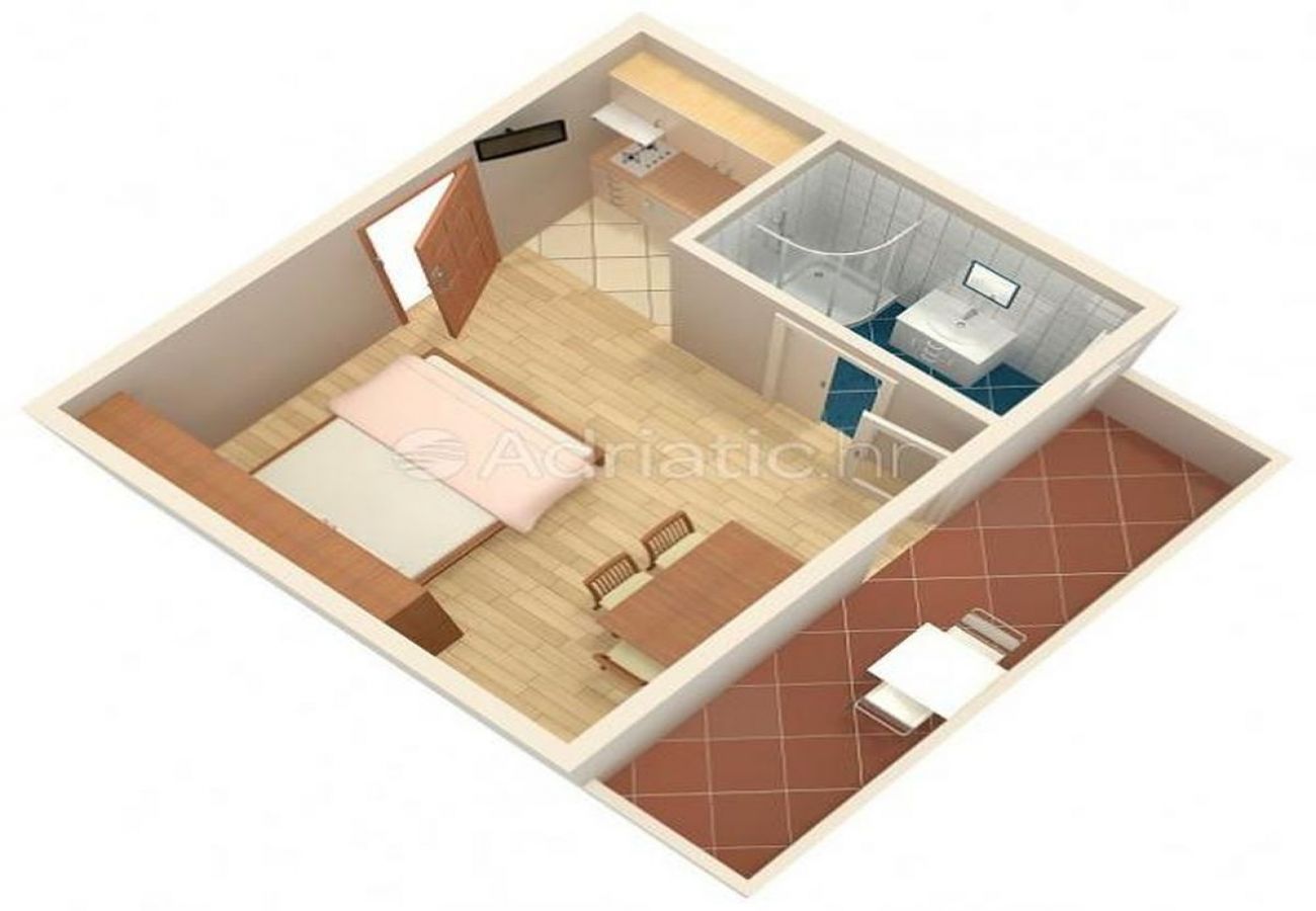 Studio w Dugi Rat - Apartament Studio w Dugi Rat z Widok na morze, balkon, Klimatyzacja, WIFI (5113-2)