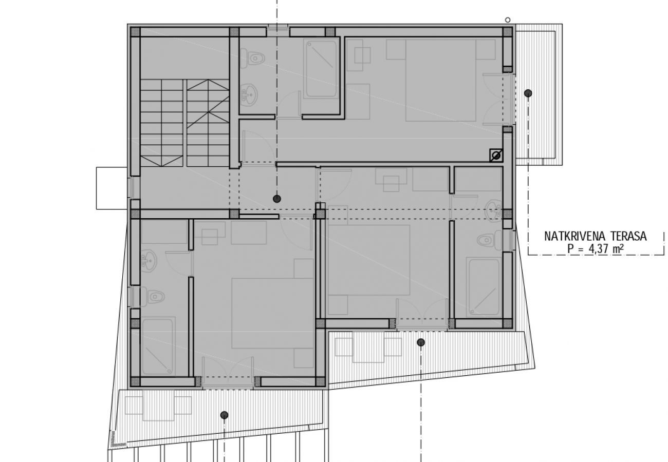 Dom w Bibinje - Domek wypoczynkowy w Bibinje z Widok na morze, balkon, Klimatyzacja, WIFI (5201-1)