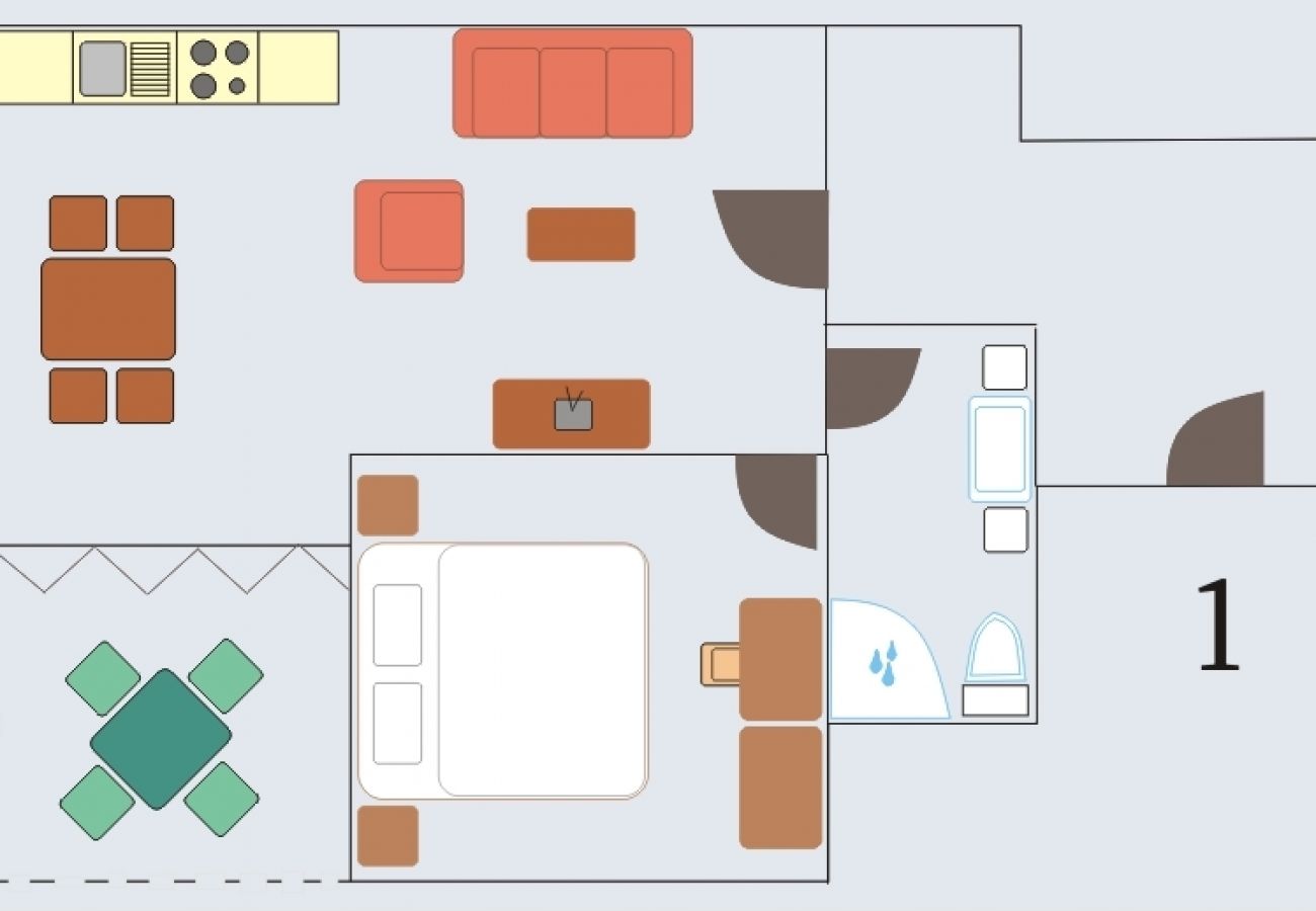 Ferienwohnung in Bašanija - Ferienwohnung in Bašanija mit Terrasse, Klimaanlage, W-LAN, Waschmaschine (113-1)