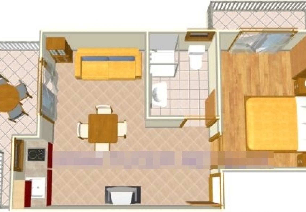 Ferienwohnung in Tucepi - Ferienwohnung in Tučepi mit Terrasse, Klimaanlage, W-LAN, Waschmaschine (202-3)