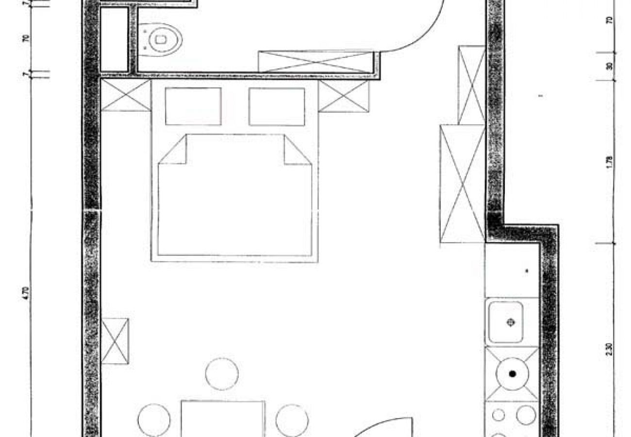 Studio in Hvar - Studioapartment in Hvar-Stadt mit Terrasse, Klimaanlage, W-LAN, Waschmaschine (221-1)