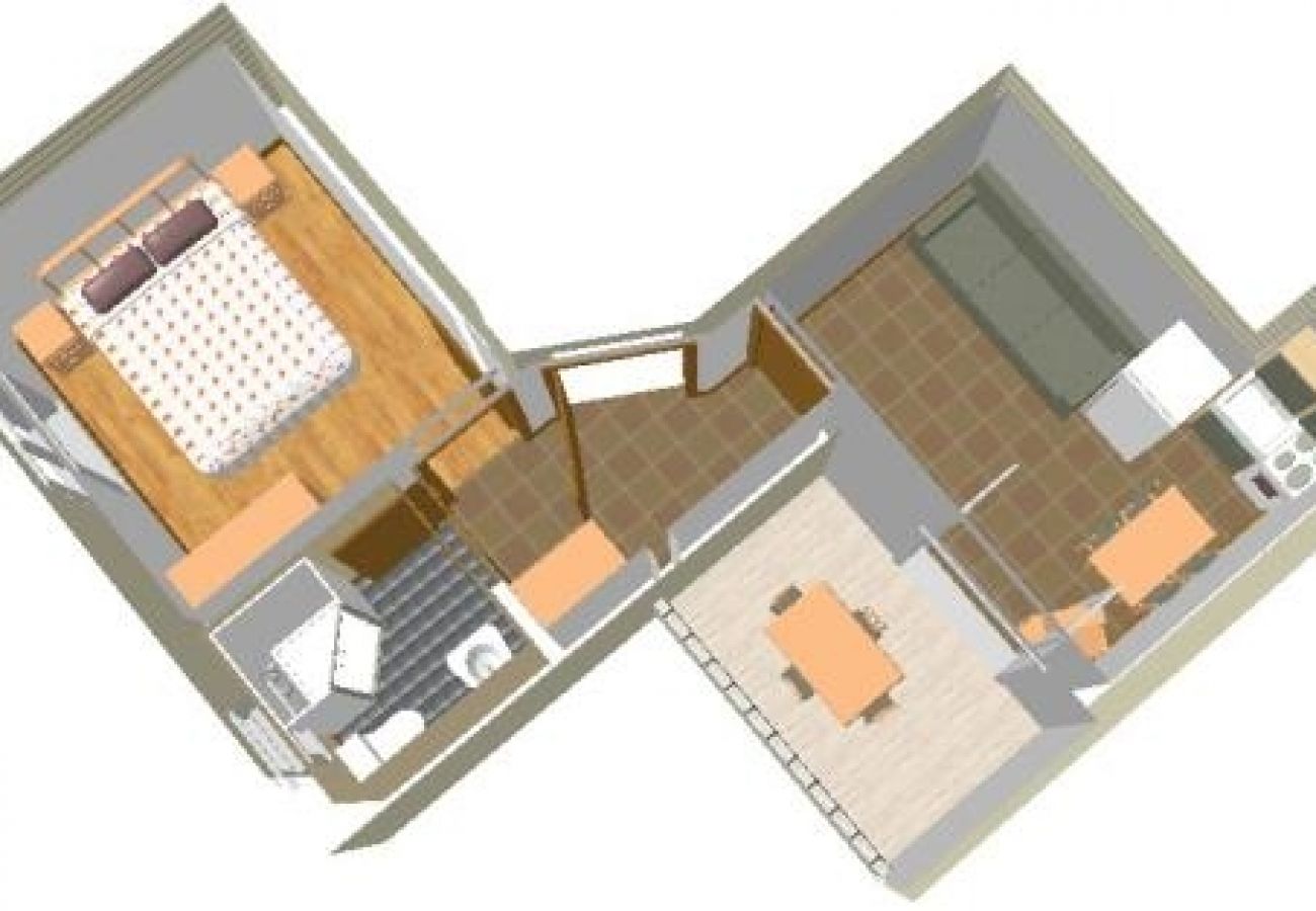 Ferienwohnung in Omiš - Ferienwohnung in Omiš mit Balkon, Klimaanlage, W-LAN, Waschmaschine (3422-4)