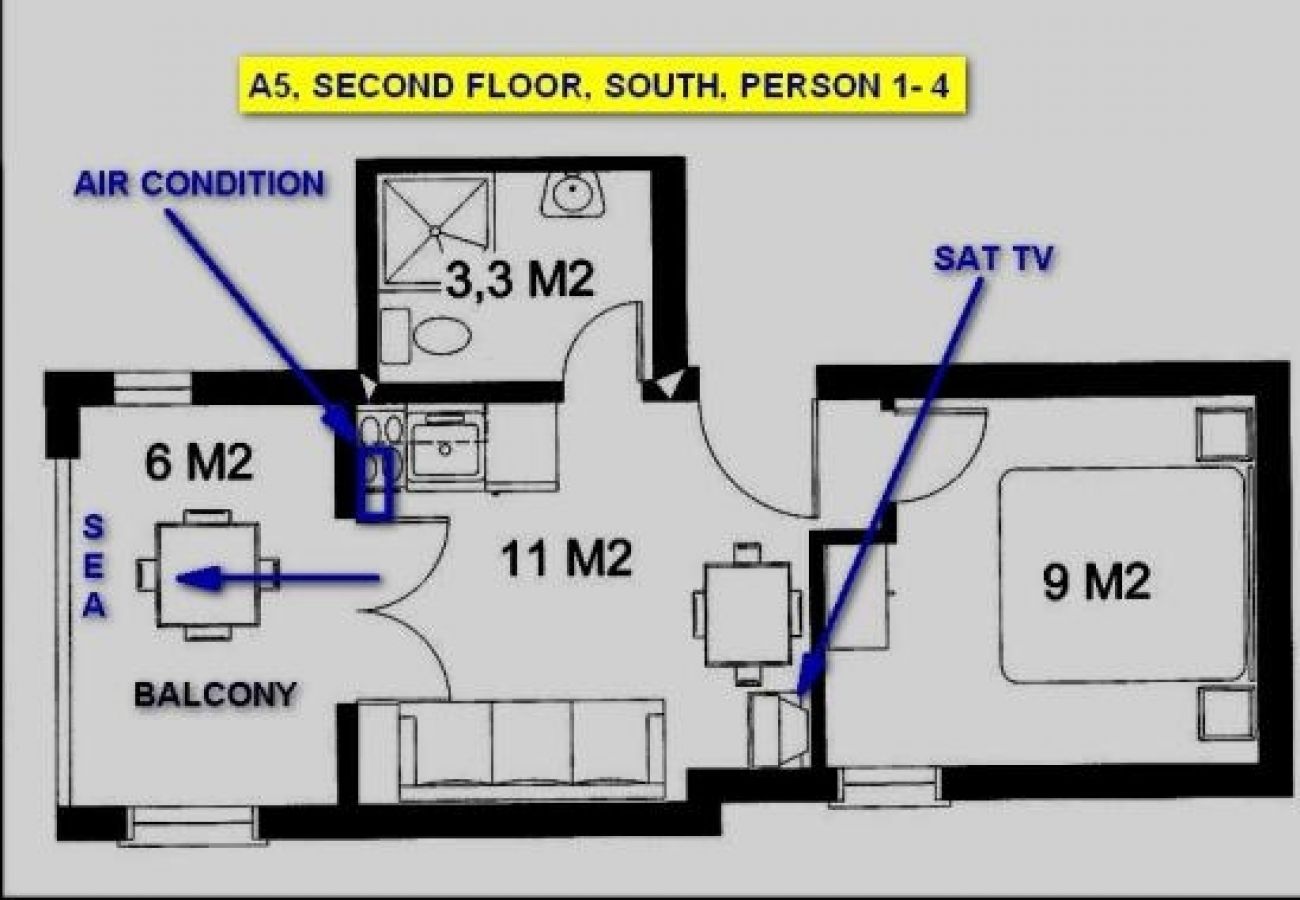 Ferienwohnung in Omiš - Ferienwohnung in Omiš mit Balkon, Klimaanlage, W-LAN, Waschmaschine (3422-5)