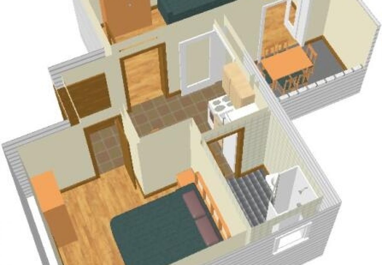 Ferienwohnung in Omiš - Ferienwohnung in Omiš mit Balkon, Klimaanlage, W-LAN, Waschmaschine (3422-8)