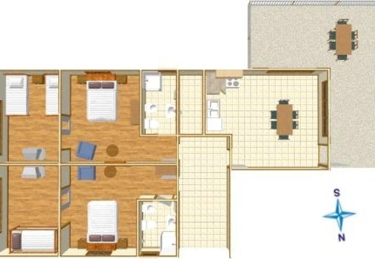 Ferienwohnung in Brela - Ferienwohnung in Brela mit Meerblick, Terrasse, Klimaanlage, W-LAN (3524-1)