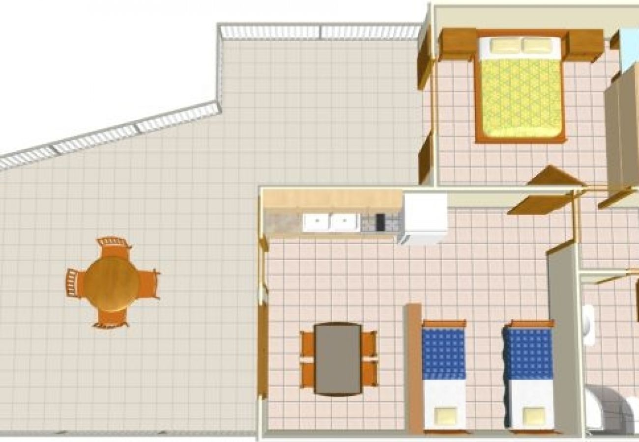 Ferienwohnung in Brela - Ferienwohnung in Brela mit Meerblick, Terrasse, Klimaanlage, W-LAN (3524-2)