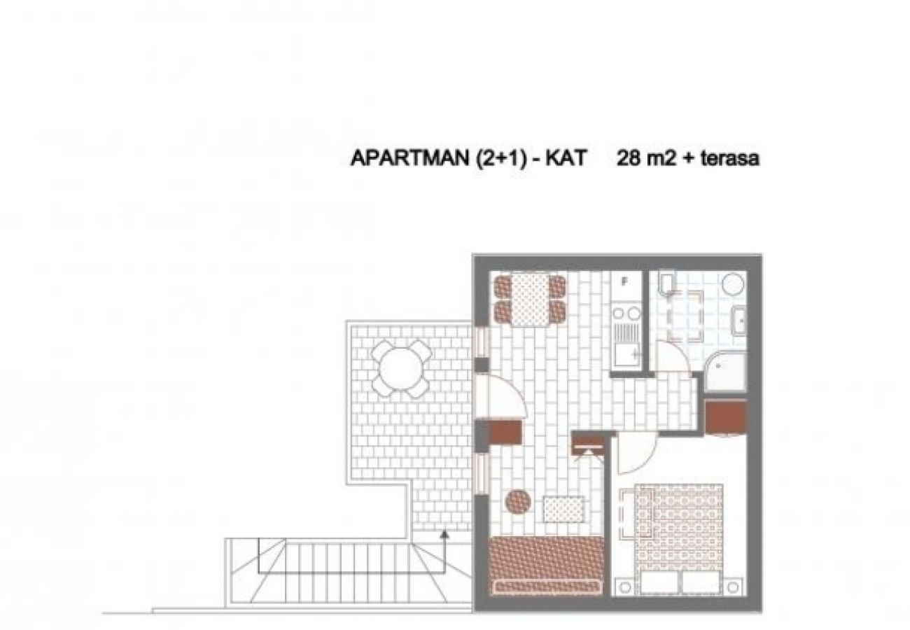 Ferienwohnung in Vinišce - Ferienwohnung in Vinišće mit Terrasse, Klimaanlage, W-LAN (4756-2)