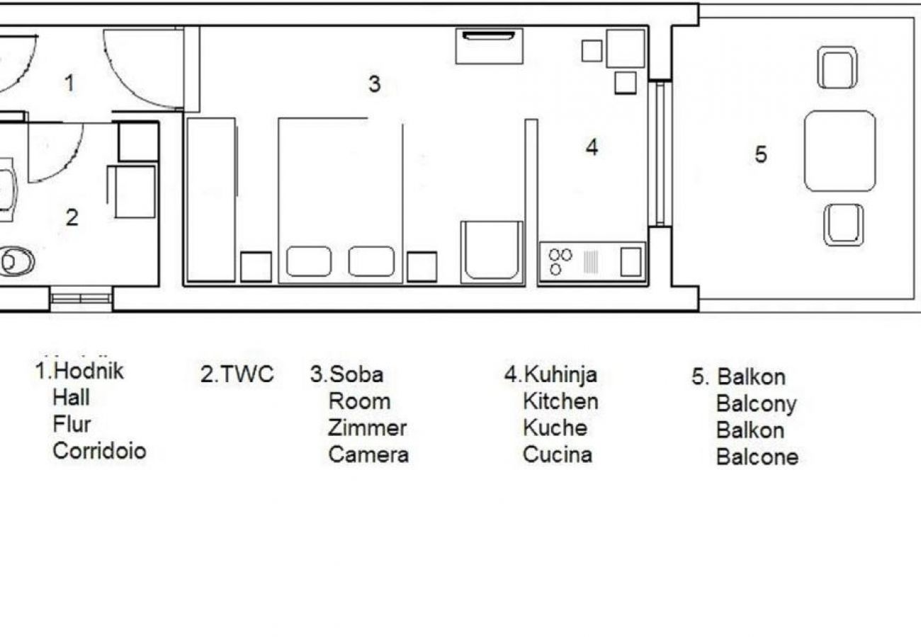 Studio in Štinjan - Studioapartment in Štinjan mit Balkon, Klimaanlage, W-LAN (5018-2)