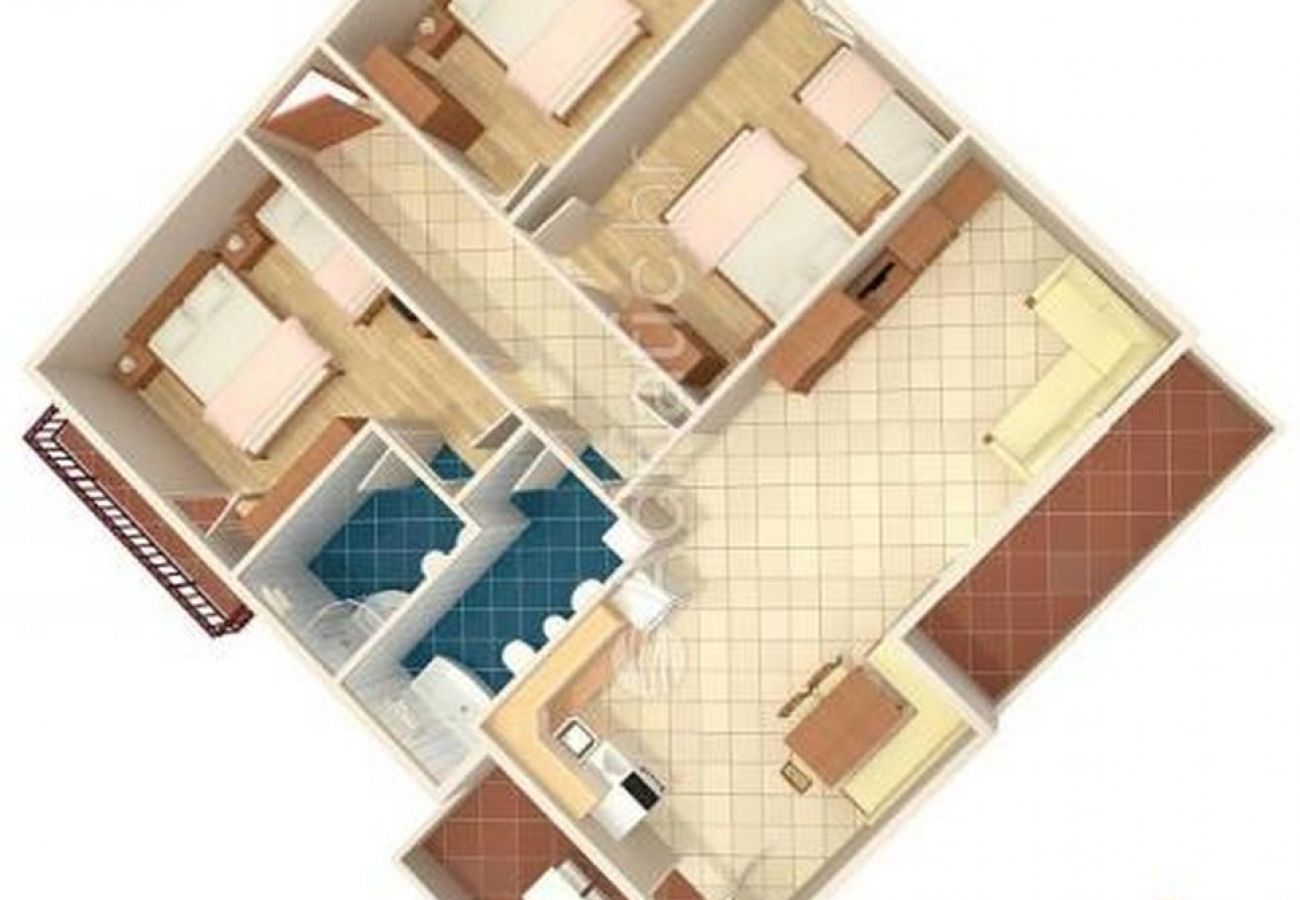 Ferienwohnung in Dugi Rat - Ferienwohnung in Dugi Rat mit Meerblick, Balkon, Klimaanlage, W-LAN (5113-3)